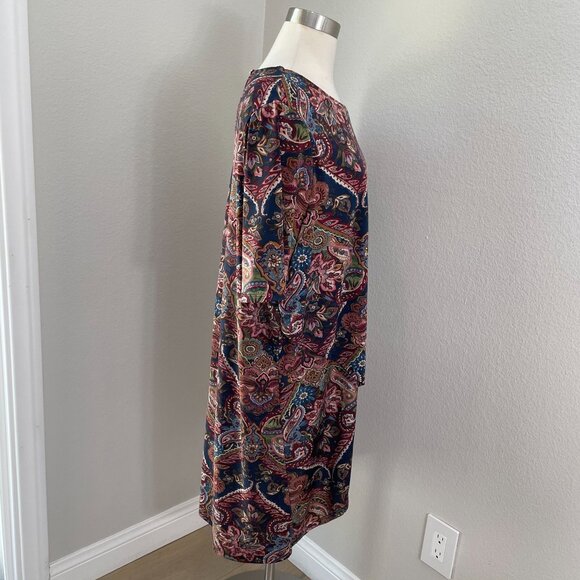 Cocomo Woman Plus 2X  Paisley Tunic Top Blouse Short Sleeve Stretch Shirt Top - Picture 3 of 10